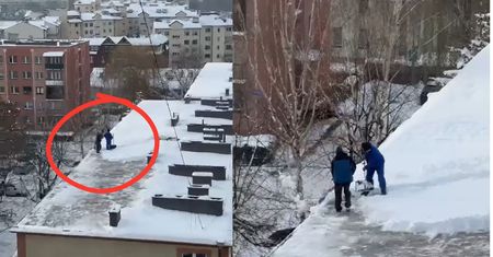 Tak odśnieżali dach w Gliwicach. Nagranie hitem sieci