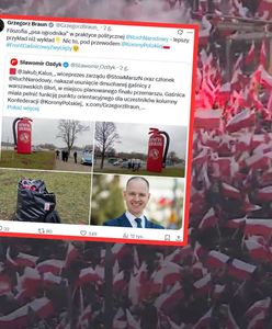Symbol Brauna na błoniach stadionu. Narodowcy wezwali policję