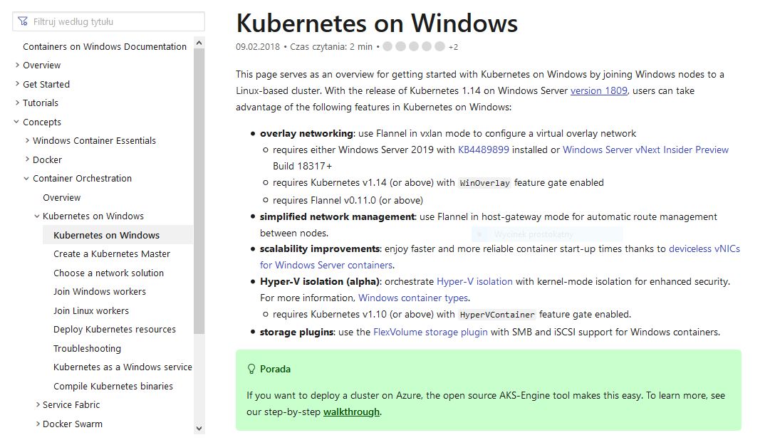 Kubernetes on Windows. Dużo i mało jednocześnie