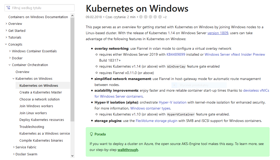 Kubernetes on Windows. Dużo i mało jednocześnie