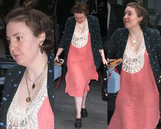 Lena Dunham kusi sutkiem w koszuli nocnej