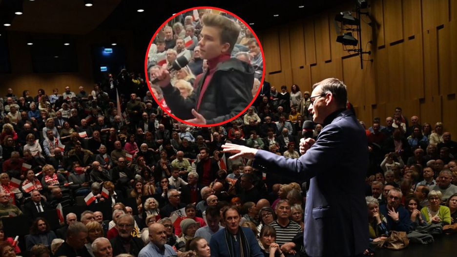 Młody mężczyzna próbował zadać pytanie Mateuszowi Morawieckiemu. Na sali wybuchła wrzawa