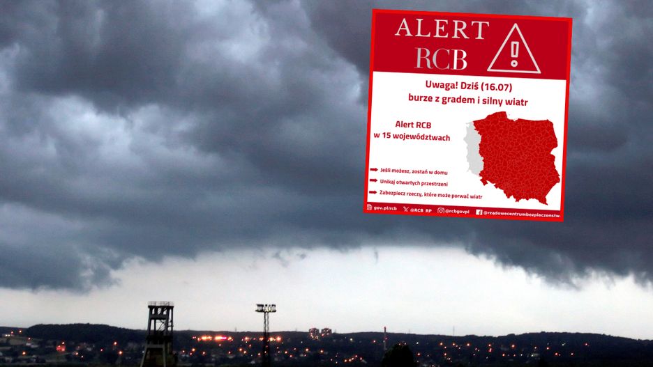 RCB rozesłało alerty dla 15 województw