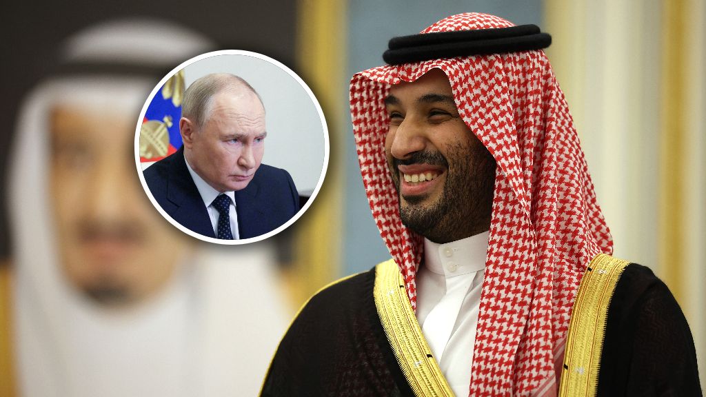Saudyjski książę koronny Mohammed bin Salman i (w kółku) Władimi