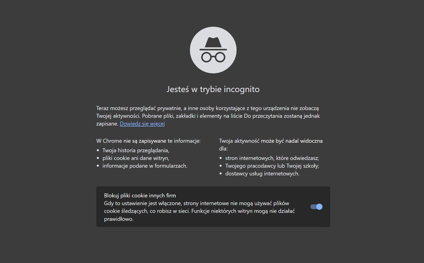 Tryb incognito w Google Chrome