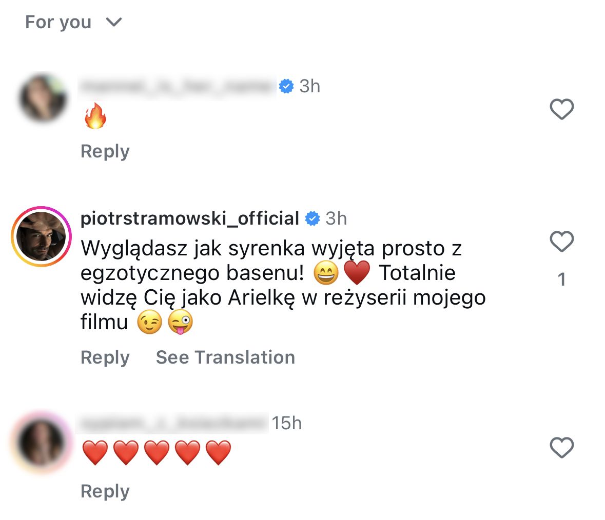 Piotr Stramowski komplementuje Joannę Opozdę