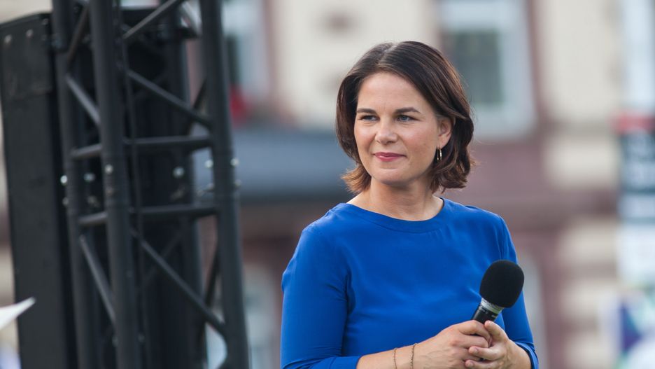 Top candidate for Chancellor Annalena Baerbock speaks in Stuttgart, Germany on September 14, 2021 during the Germany's green party election campaign. (Photo by Bartek Langer/NurPhoto via Getty Images)
