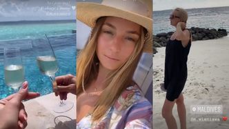 Julia Wieniawa celebruje życie na wakacjach Z MAMĄ: malediwska plaża, kieliszki przy basenie, wspólna joga... (ZDJĘCIA)