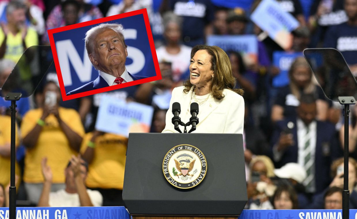 According to the latest poll, Harris maintains a lead over Trump.