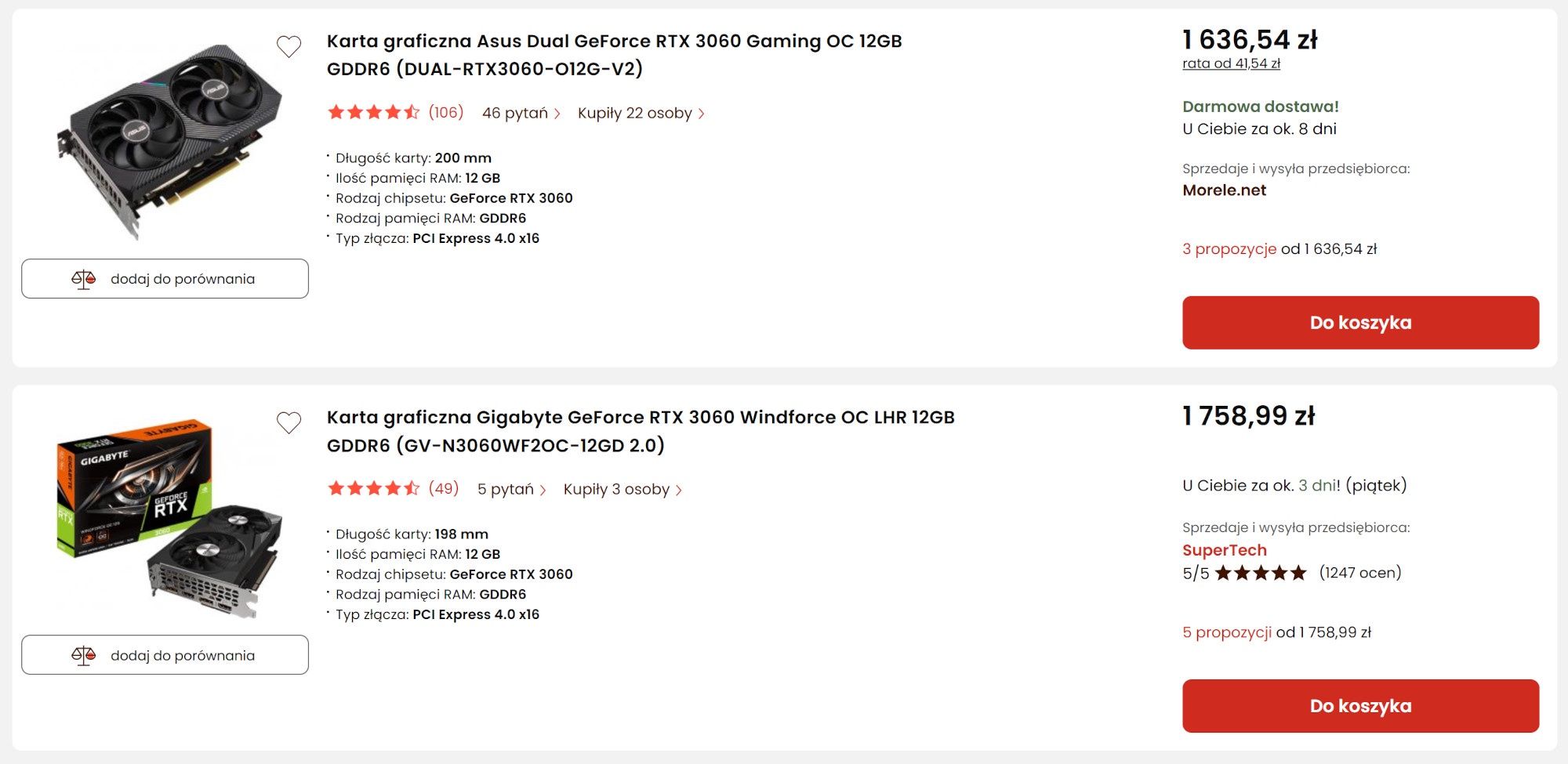 Karty GeForce RTX 3060 wróciły do sklepów