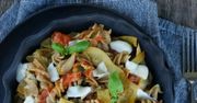 Zapiekanka makaronowa z patelni z fasolką szparagową