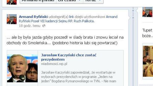 Wpis posła Ruchu Palikota na Facebooku