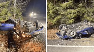 Dramatyczny manewr wyprzedzania na krajowej 20. BMW uderzyło w ciężarówkę