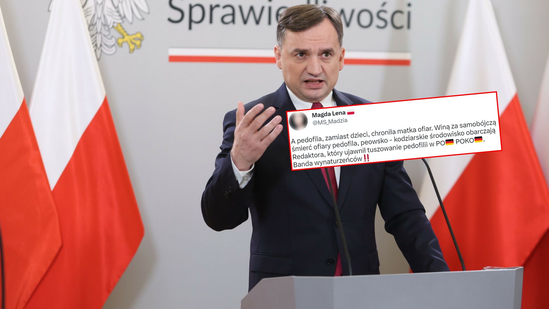 Minister Sprawiedliwości, prokurator generalny Zbigniew Ziobro i wpis konta "Ms_Madzia"