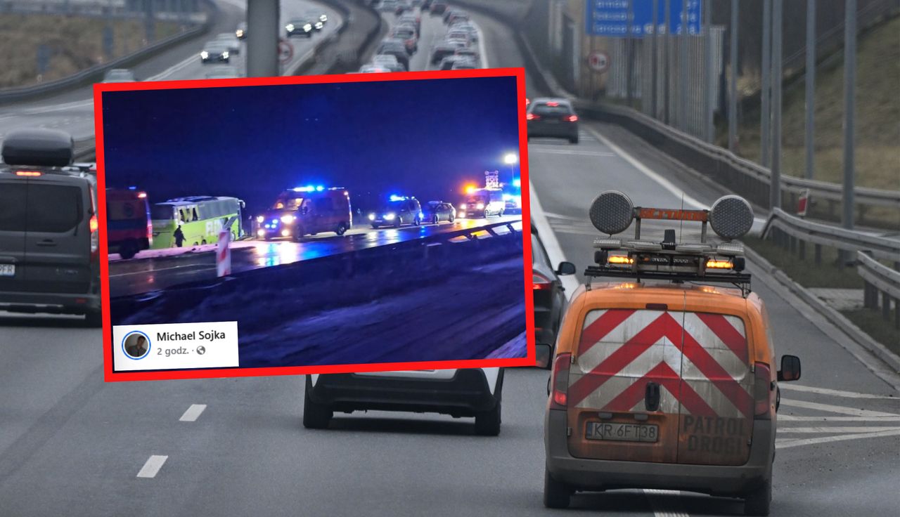 "Z autokaru wypadły szyby". Wypadek na A4