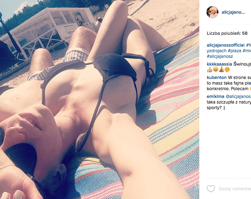 Alicja Janosz w bikini na plaży w Międzyzdrojach (Instagram)