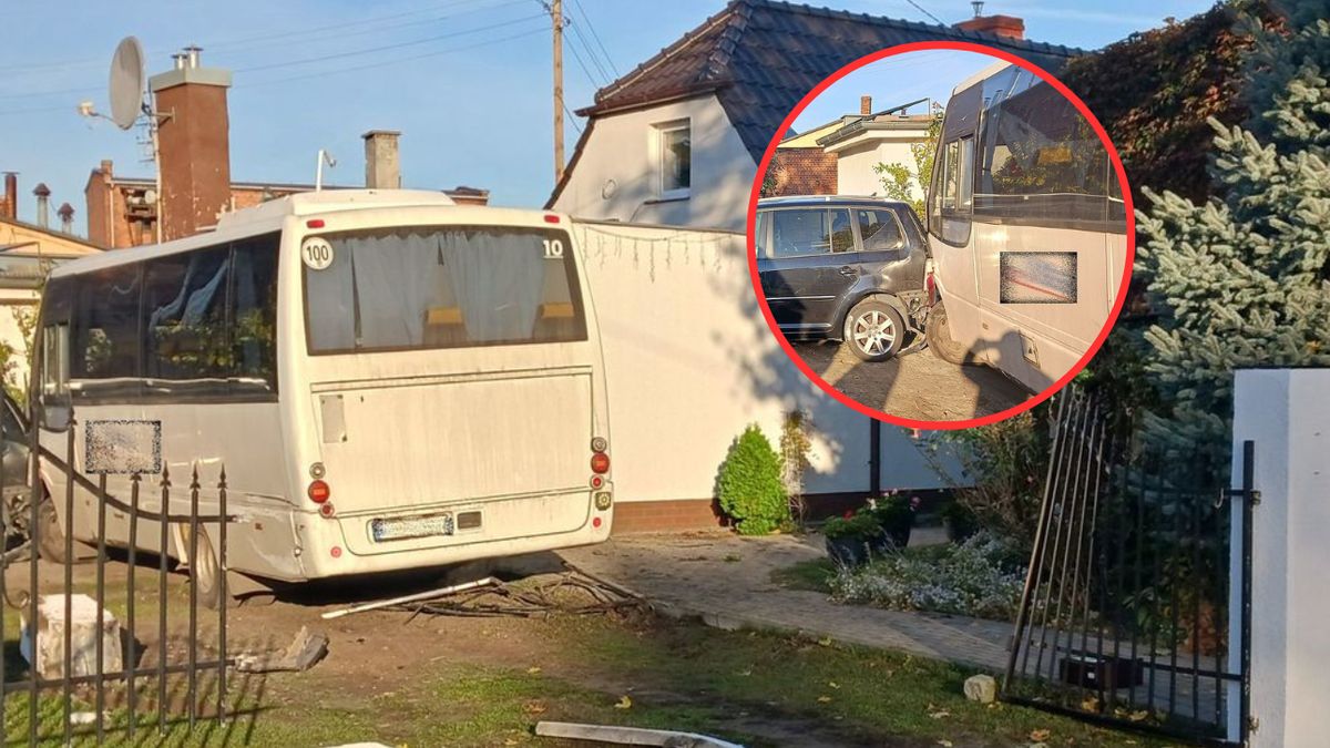 Autobus wjechał na teren prywatnej posesji i uderzył w budynek