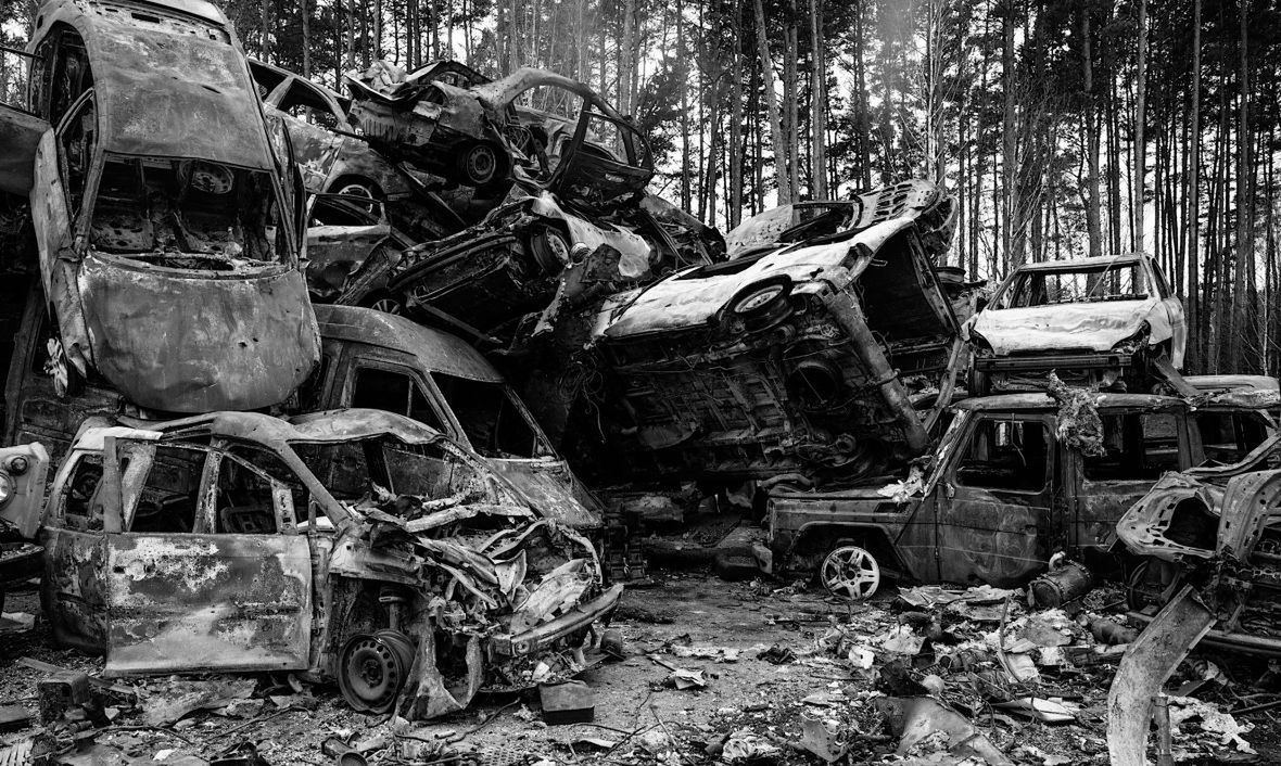 Składowisko wraków w okolicach Borodzianki i Hostomela