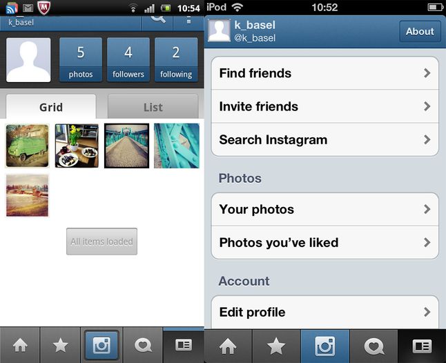Strona profilu na Instagram - Android i iOS