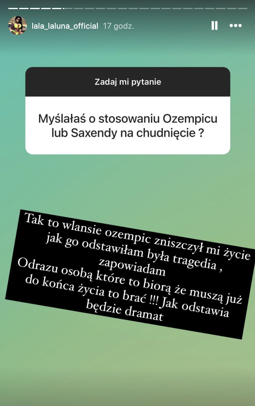 Laluna Unique przyznała się do stosowania ozempicu