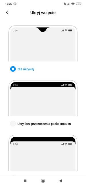 jak ukryć wcięcie - notch