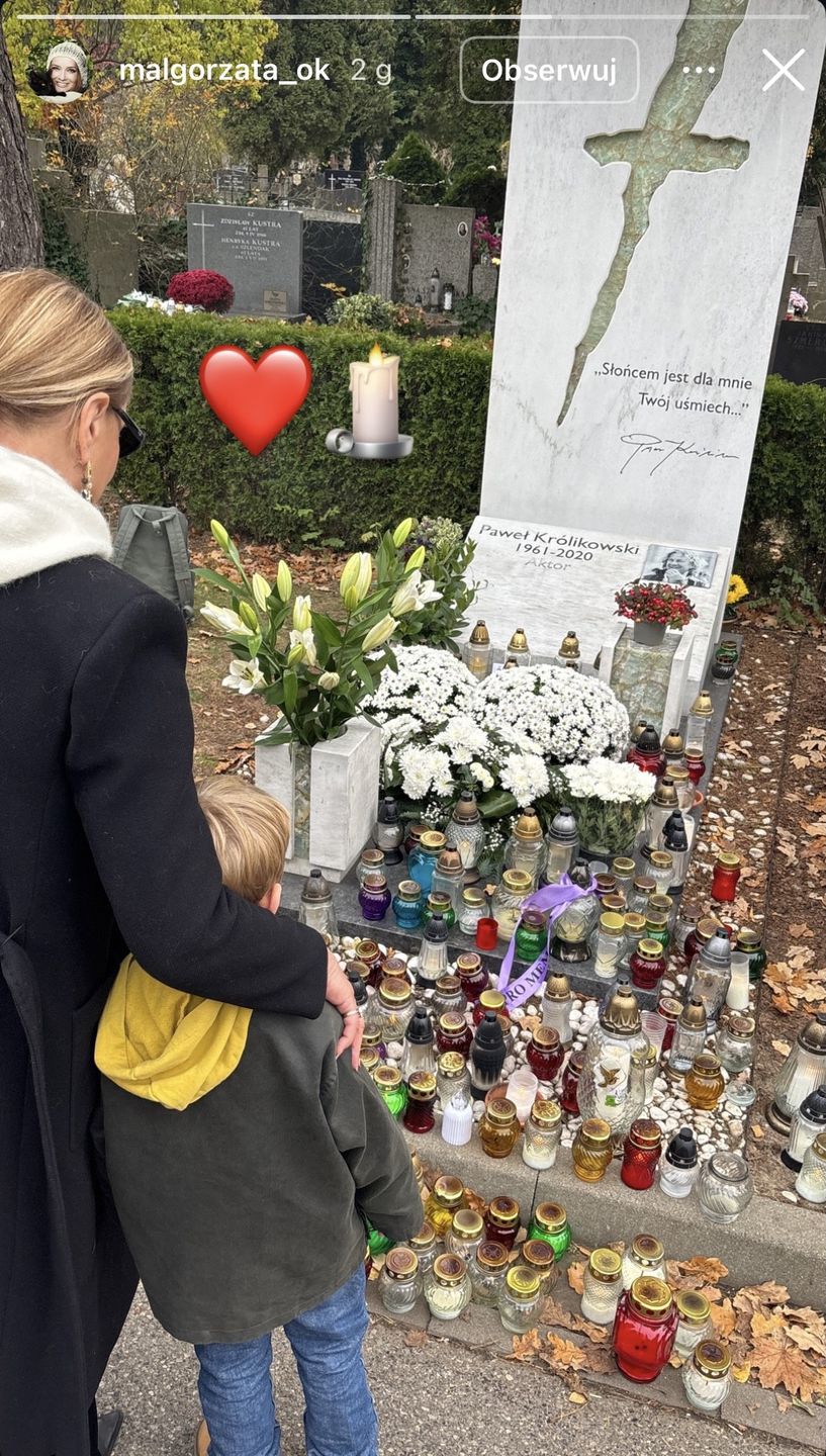 Małgorzata Ostrowska-Królikowska odwiedziła z wnukiem grób męża