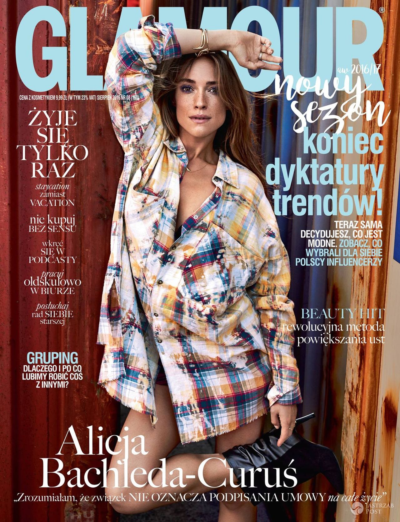 Alicja Bachleda-Curuś na okładce "Glamour", sierpień 2016 (fot. Mateusz Stankiewicz / Glamour)