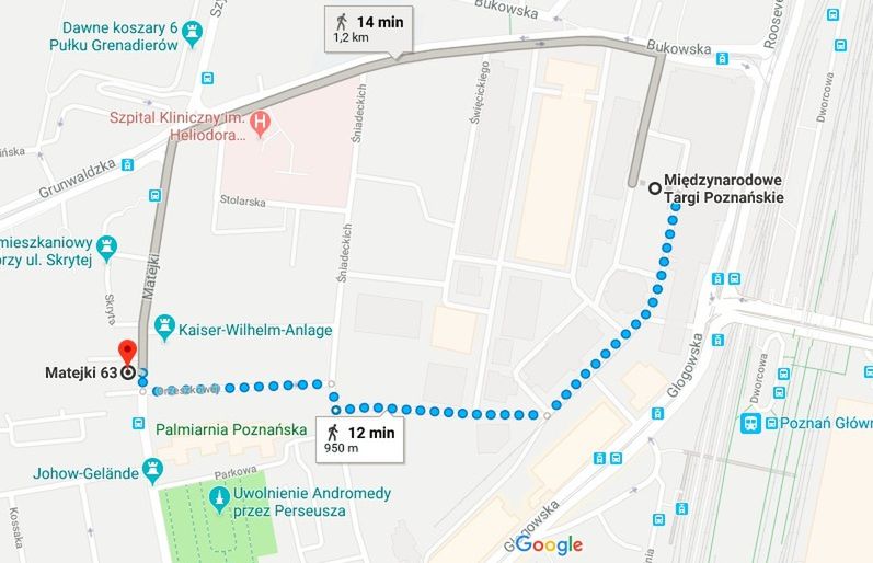 Parking zlokalizowano kilkanaście minut spaceru od targów
