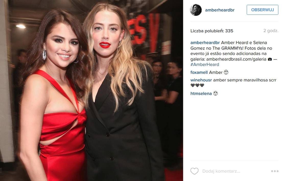 Selena Gomez i Amber Heard, Grammy 2016 (fot. Instagram)