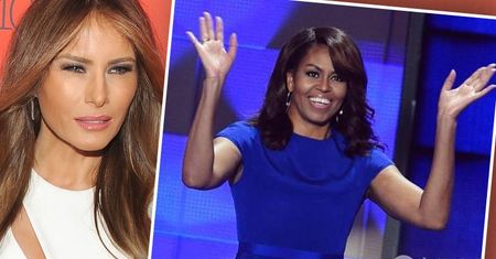 Michelle Obama na konwencji Demokratów błysnęła w niebieskiej sukience. Czy zainspirowała Melanię Trump, by ubrać się podobnie?