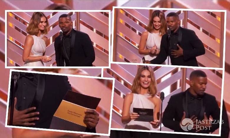 Jamie Foxx Lily James Golden Globes 2016