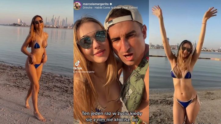 Marcela Leszczak w skąpym bikini dokazuje na plaży z Miśkiem