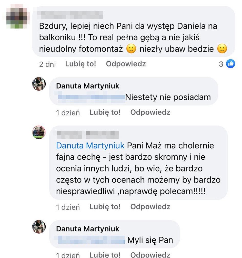 Danuta Martyniuk wdaje się w pyskówki z internautami