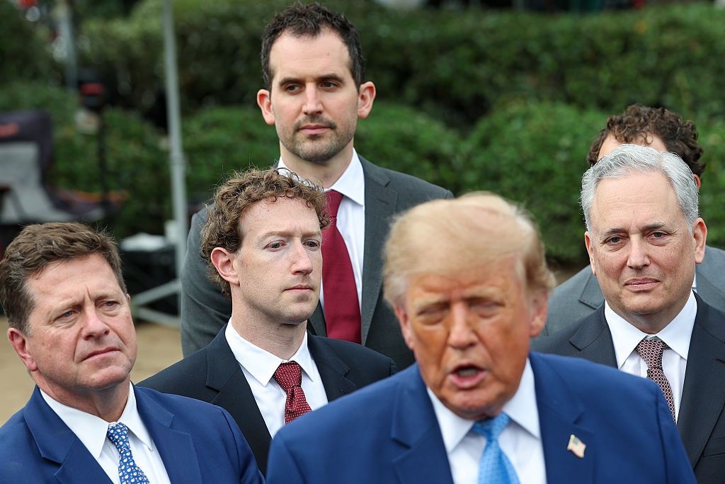 President Trump Meets With AI Executives At White HouseWASHINGTON, DC - SEPTEMBER 29: (L-R) U.S. Director of National Intelligence Jay Clayton, CEO of Meta Platforms Mark Zuckerberg, Co-Founder at Anthropic Tom Brown, U.S. President Donald Trump and David O. Sacks hold a press briefing with AI executives following a meeting on artificial intelligence, outside the West Wing of the White House on September 29, 2026 in Washington, DC. The meeting comes as some have called for a slowdown in AI development amid rising safety concerns. (Photo by Kevin Dietsch/Getty Images)Kevin Dietsch