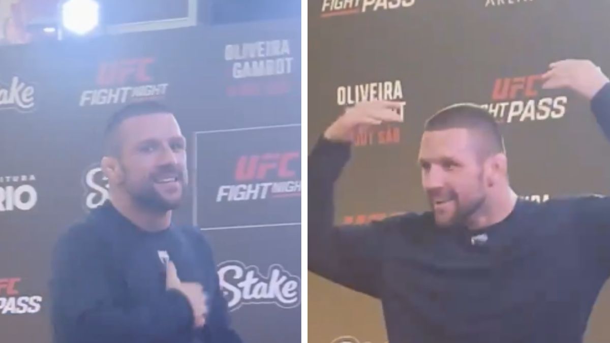 Twitter / MMA Fighting / Na zdjęciu: Mateusz Gamrot podczas interakcji z kibicami z Brazylii