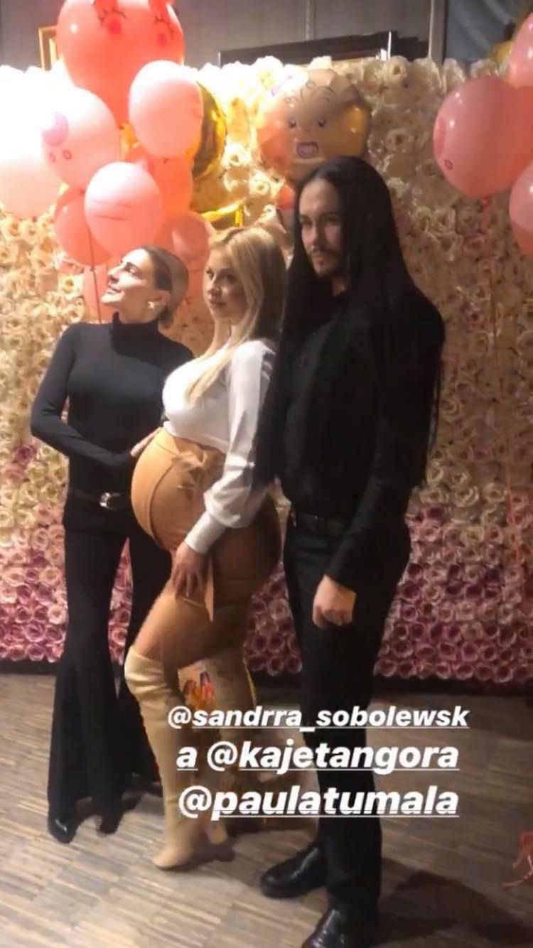 Sandra Sobolewska i Kajetan Góra na baby shower Pauli Tumali