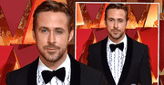 Oscary 2017: Stylowy Ryan Gosling w koszuli z żabotem. Ale zaraz... Gdzie jest jego żona Eva Mendes?