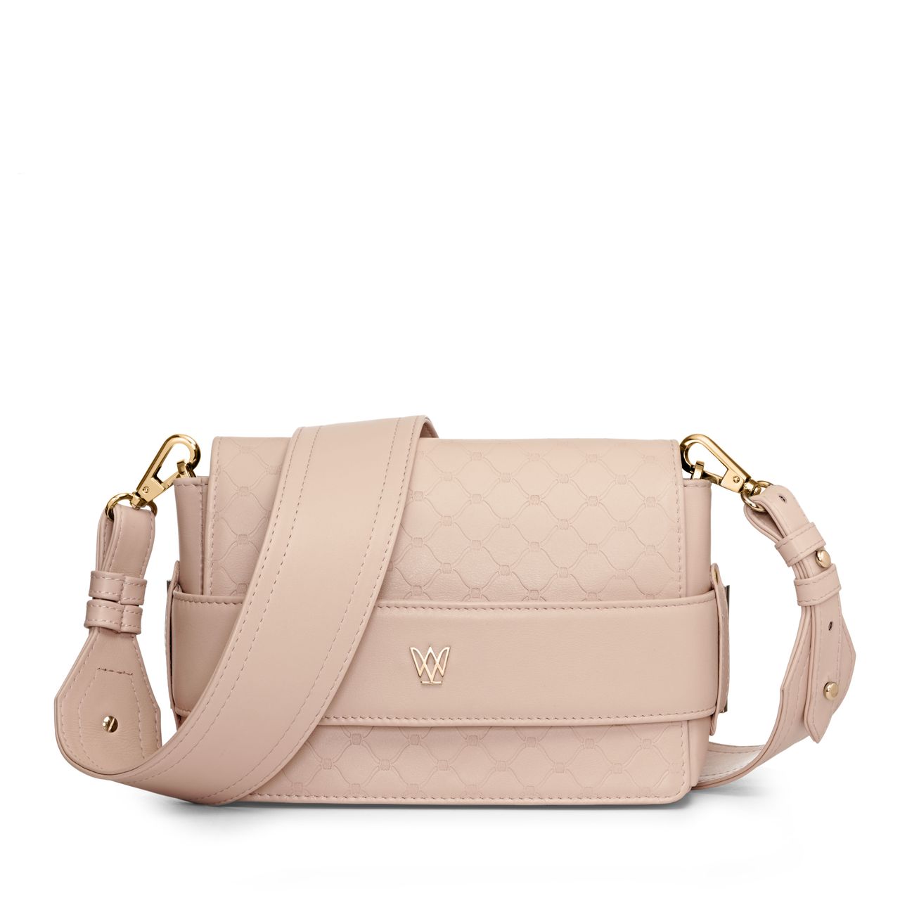 W.KRUK torebka cross body, skóra, kolor nude