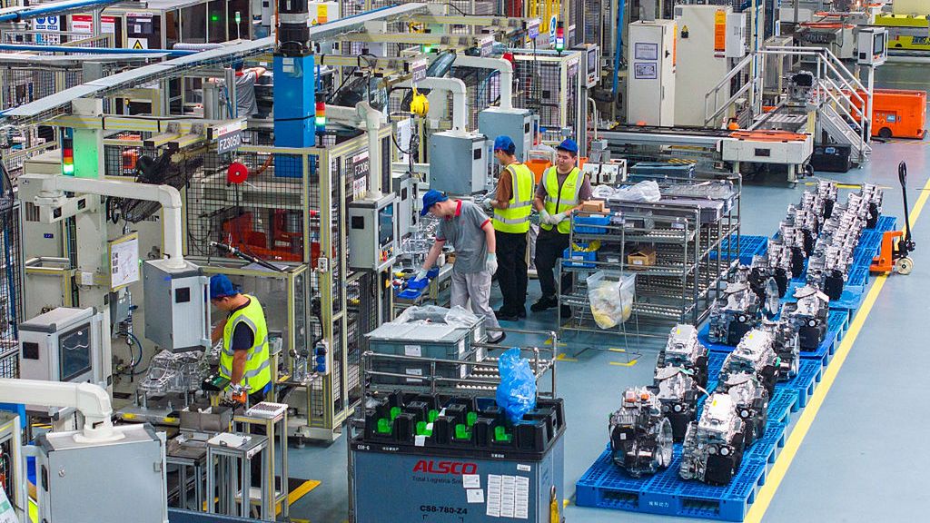 Fabryka części samochodowych w prowincji Anhui w Chinach, 2025 r