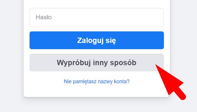 Próba odzyskiwania konta na Facebooku