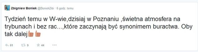 Wpis Zbigniewa Bońka na Twitterze