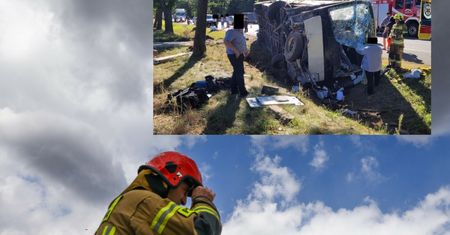 Groźny wypadek na krajowej dwójce. Białoruski autobus wpadł do rowu
