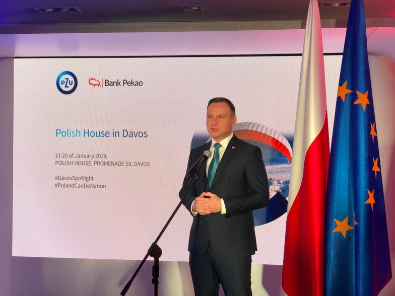 Prezydent Andrzej Duda w Davos podczas otwarcia Domu Polskiego