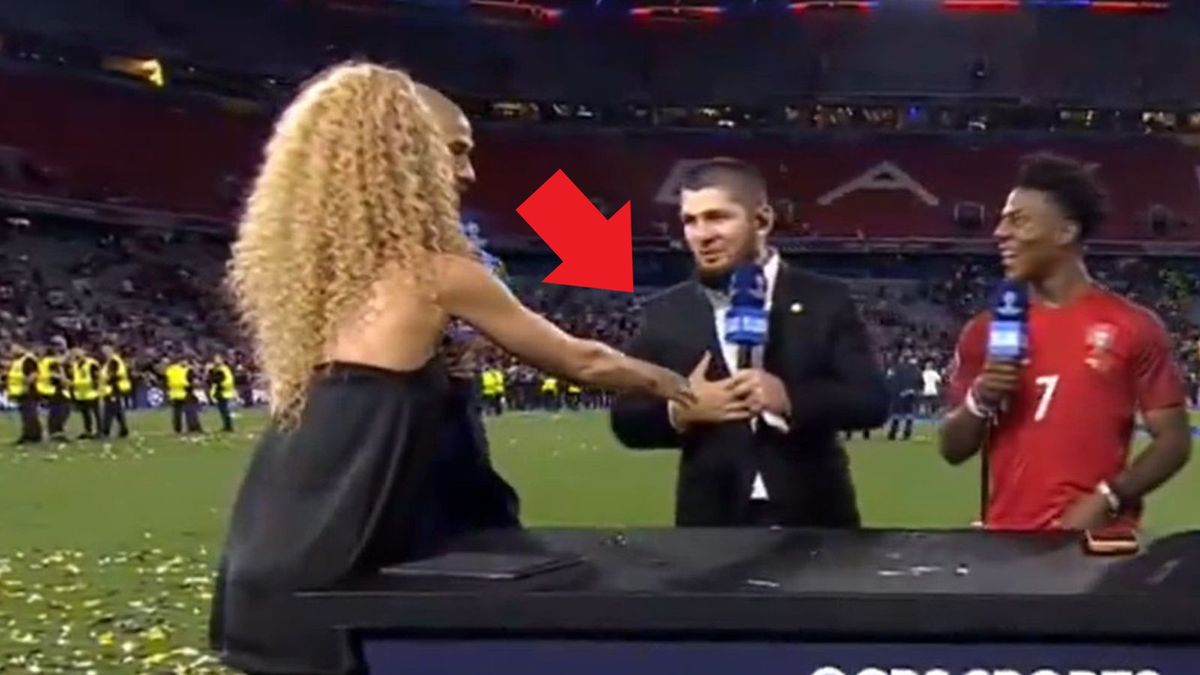 Twitter / CBS Sports / Chabib Nurmagomiedow nie uścisnął ręki kobiecie