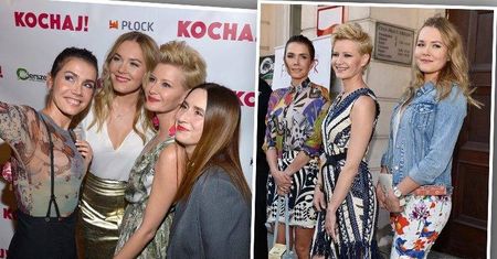 Gwiazdy na prezentacji filmu "Kochaj": Małgorzata Kożuchowska, Magdalena Lamparska i Olga Bołądź. Każda pokazała się w dwóch stylizacjach