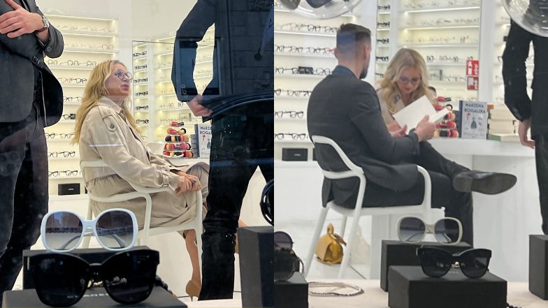 Marzena Rogalska na spotkaniu autorskim w butiku z okularami. Przyszła zaledwie garstka osób