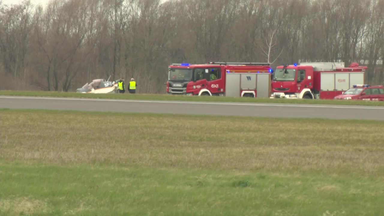 Groźnie wyglądający wypadek awionetki w Gliwicach.