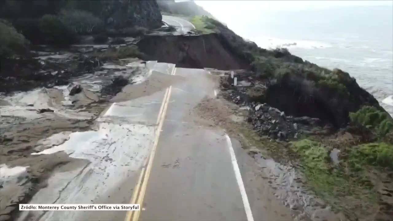 Fragment autostrady w Kalifornii osunął się do oceanu razem ze skarpą