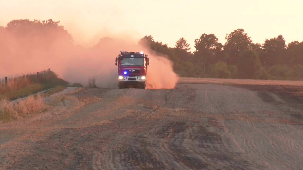 Pożar zboża i lasu w Samborsku.