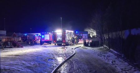 Pożar składowiska odpadów gumowych pod Częstochową.